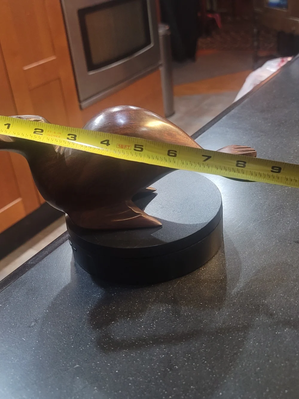 Handcarved Brown Wooden Seal Figurine Decorative Accent